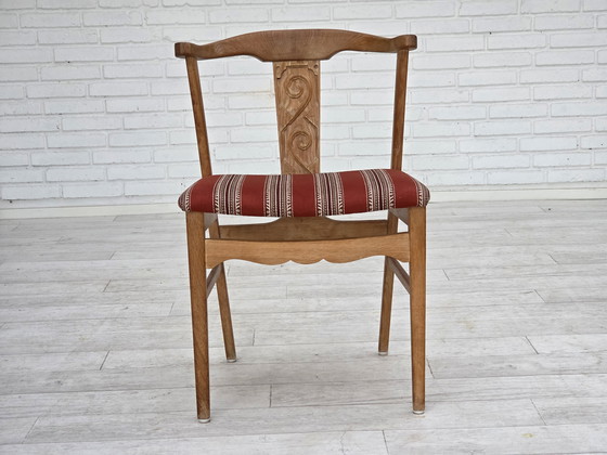 Image 1 of 1960s Pair of Danish Dining Chairs, Solid Oak Wood, Furniture Wool