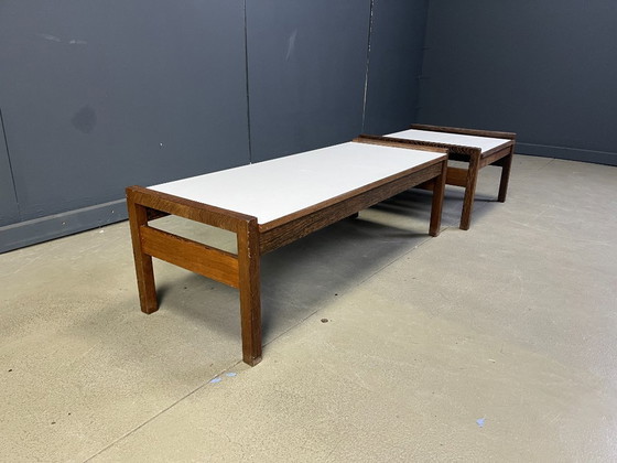 Image 1 of Ensemble de table basse belge en wengé par Beaufort, années 1960