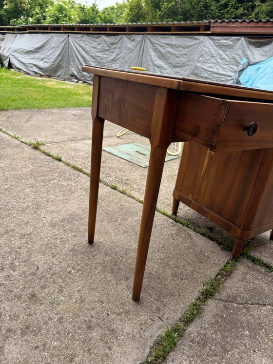 Art Deco Walnut Desk, 1930s Vintage Writing Table (photo 5 of 6)