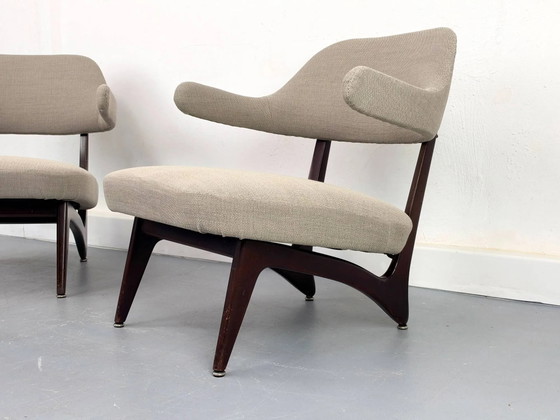 Poltrone lounge con nuovo tessuto, anni '50, Set di 2 – Legno, Mid Century Modern (photo 15 of 23)