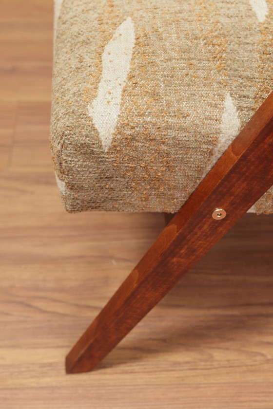 Image 1 of Vintage loungestoelpatroon Jacquardstof Scandinavisch design Bruine houtkleur