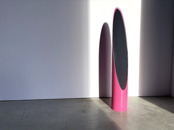 Unghia mirror by Rodolfo Bonetto, Italy 1970s, Glass, Plastic, Pink, Vintage (photo 10 of 10)