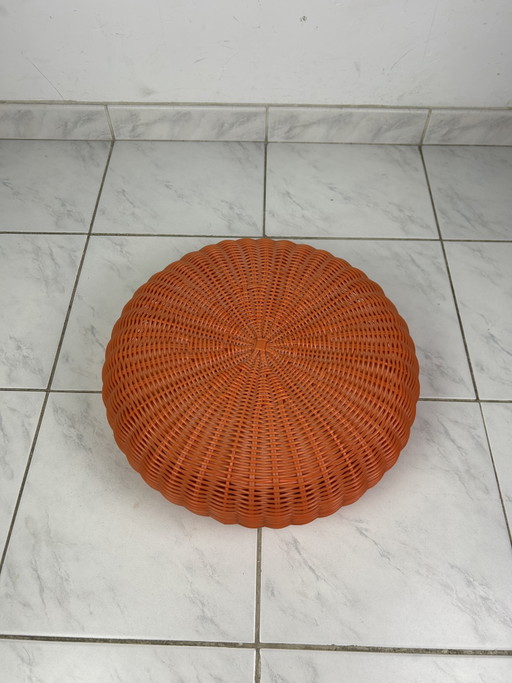 Vintage IKEA gewebter Kunstfaser-Pouf