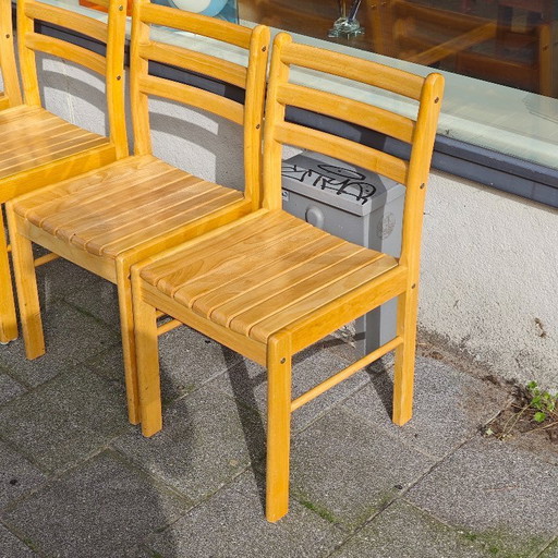 Set of 4 vintage beech wood dining chairs