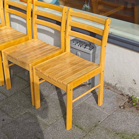 Image 1 of Set of 4 vintage beech wood dining chairs