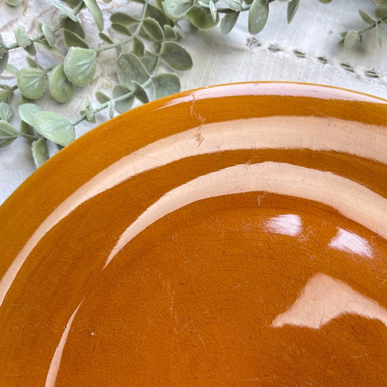 Vintage Amber Faience Dish, Longchamp, France 1970 – Crockery, Rustic (photo 4 of 5)