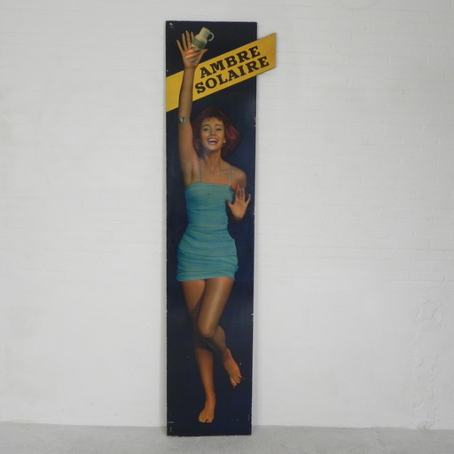 Panneau d'affichage de 2,5 m de haut Ambre Solaire par Harry Meerson, années 1950