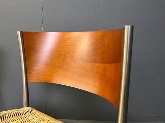 Image 1 of Sedie da pranzo vintage italiane in vimini e cromo, anni '80