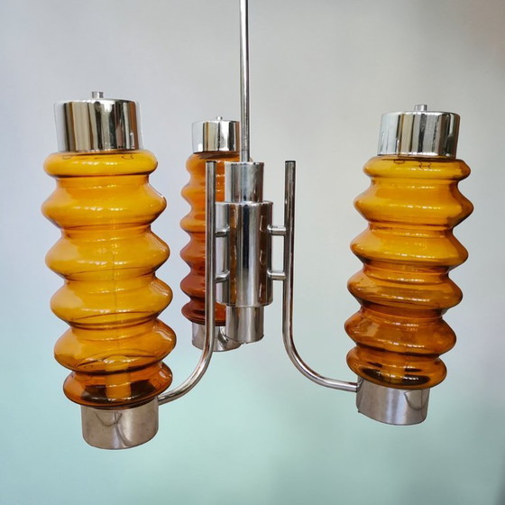 Image 1 of Mid Century Modern layered chandelier oversized