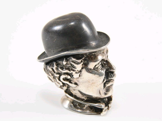 Image 1 of Zilveren 925 Charlie Chaplin-hoofd