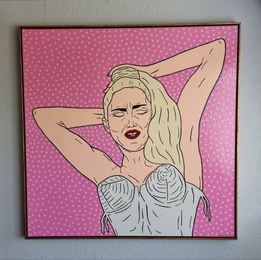 Frances Eckhardt - hand painted Madonna in gold frame 90x90cm