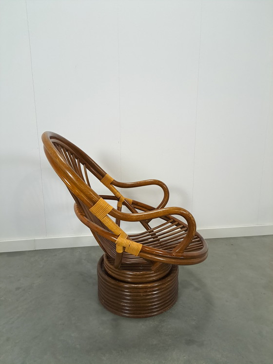 Image 1 of Rotan Manou Draai Stoel Vintage