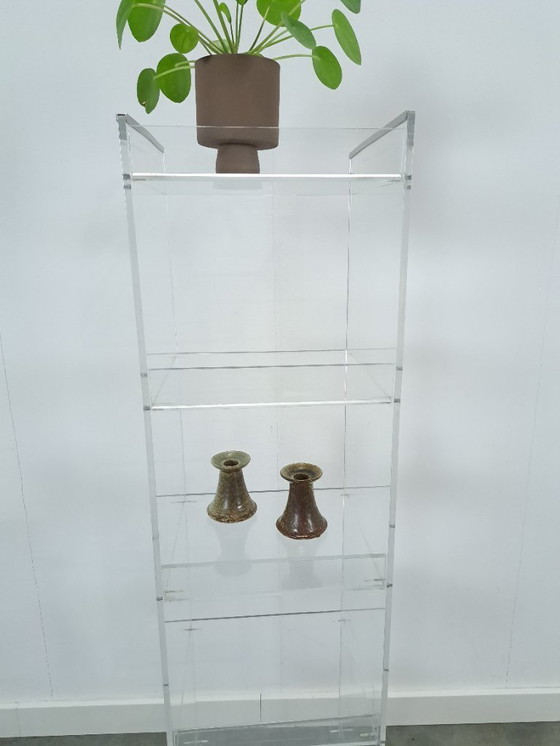 Image 1 of Plexiglass Shelving Unit Storage Cabinet on Wheels