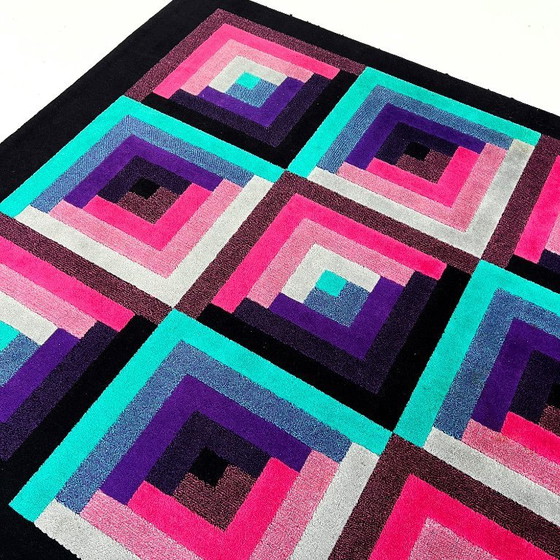 Image 1 of Großer geometrischer Wollteppich von Missoni, 1980er Jahre