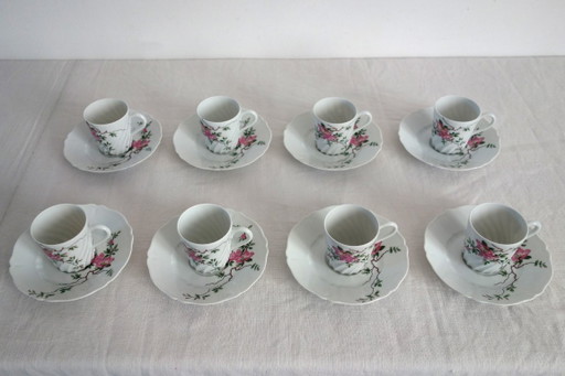 8 vintage Haviland Limoges Eglantine pattern coffee cups