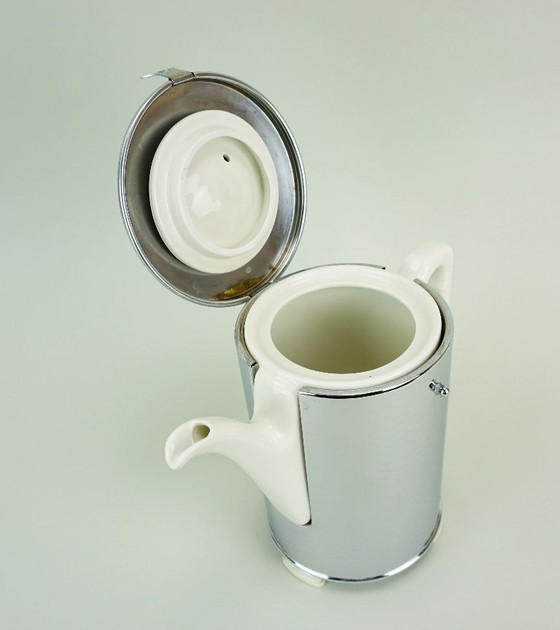 Image 1 of Cafetera térmica art déco de porcelana y metal de la década de 1930 de Thermisol Thomas