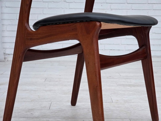 Image 1 of Anni '60, set di 4 sedie da pranzo danesi rivestite, design di Erik Buck, modello 310.