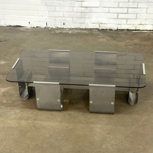 French Steel Vintage Coffee Table For Kappa By Francois Monnet