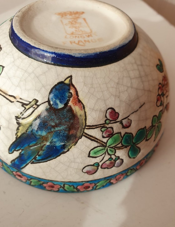 Set 5 Antieke Longwy Kop & Schotels–ca 1930–Perfecte Staat! – Decoratieve objecten, Ceramic (photo 11 of 17)