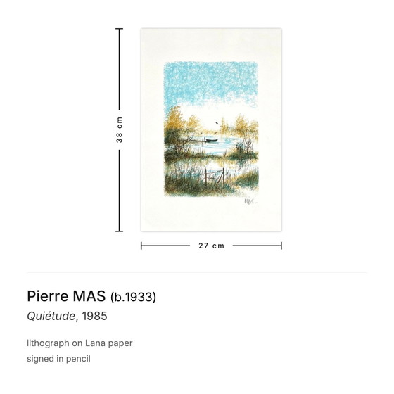 Image 1 of Pierre MAS Quiétude Litografía firmada 1985