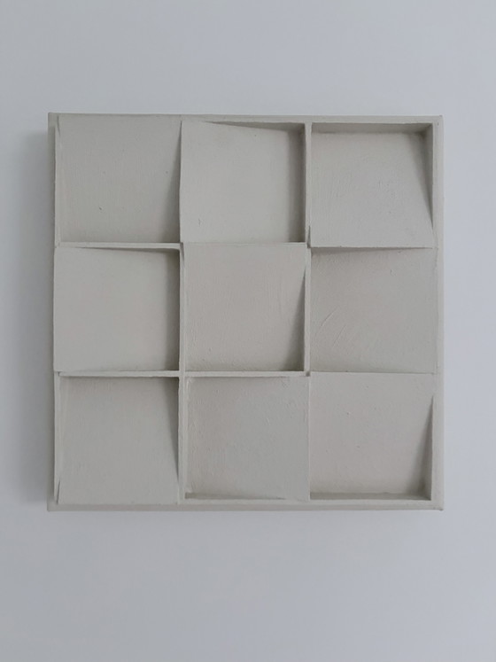 Handgemachtes Abstraktes Wandrelief – ZERO Stil – Gebrochenes Weiß – Gemälde & Zeichnungen, Wood, Canvas (photo 9 of 15)