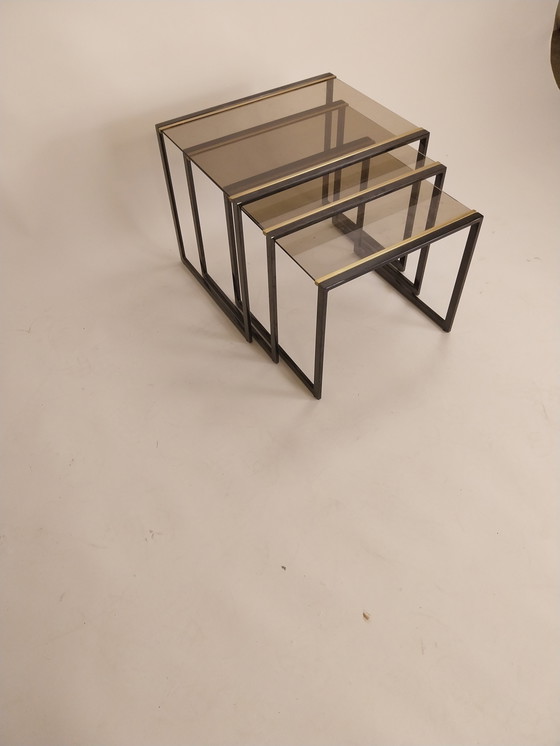 Image 1 of 1 x mimi set Belgo chrom 1970s nero e oro in vetro fumé