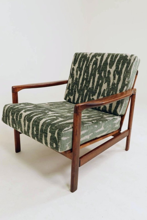 Image 1 of Poltrona vintage con cuscini verdi, design classico MCM Lounge Chair, 1960, Polonia