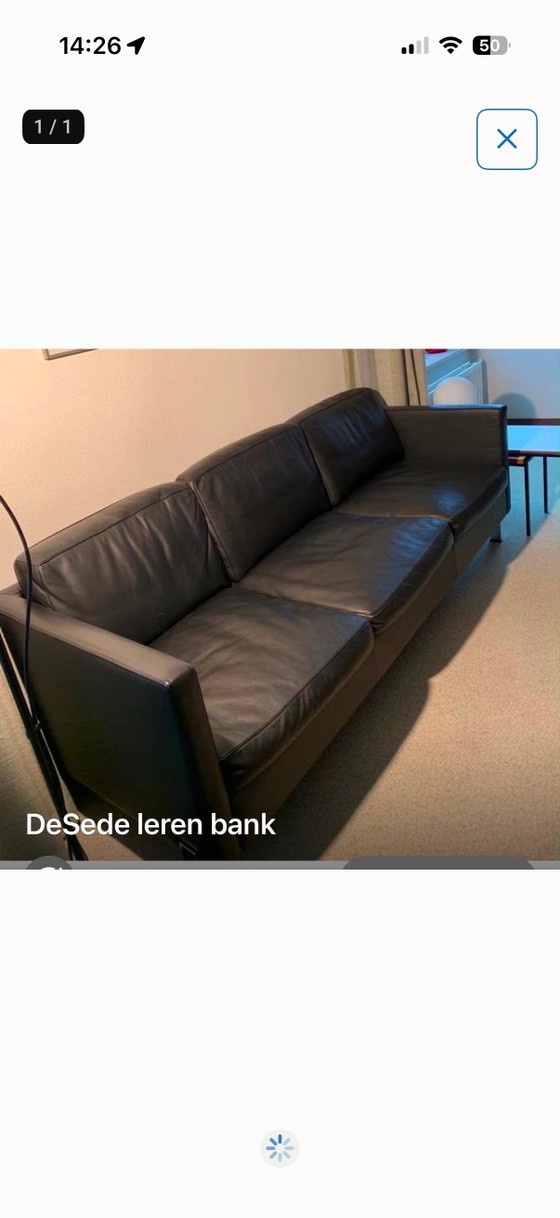 De Sede DS-118 Dreisitzer-Sofa, schwarzes Leder, Chrombeine – 3-5 Sitzer Sofas, Leather, Chrome (photo 3 of 5)
