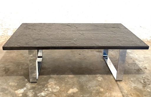 Studio Draenert oil shale slate stone brutalist coffee table 