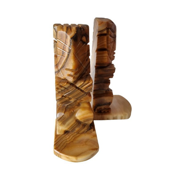 Image 1 of Vintage marble Aztec Maya bookends