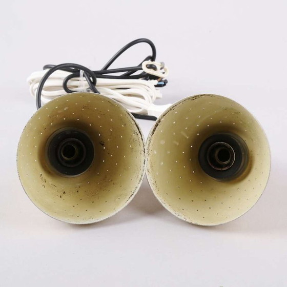 Image 1 of Hans-Agne Jakobsson for Markaryd – Pair of T618 perforated brass pendant lights – Sweden, 1960s