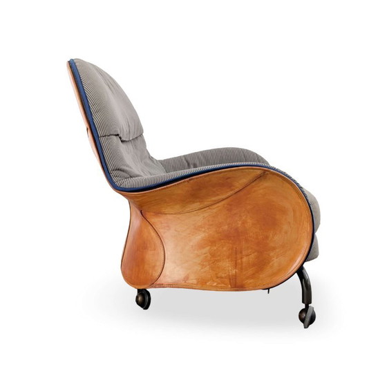 Original DePadova Armchair with Ottoman Vico Magistretti Leather 1980, Grey (photo 12 of 15)