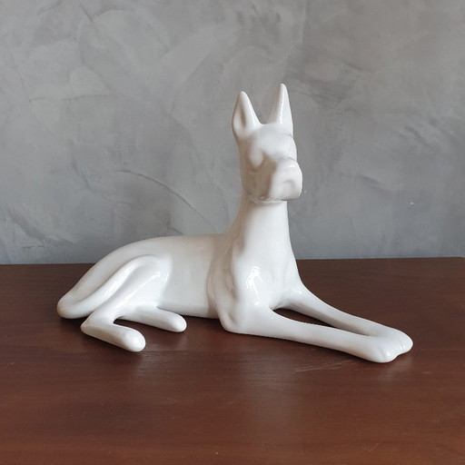 Vintage Deense Dog Van Porselein Art Deco