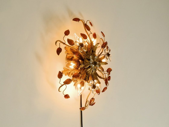 Image 1 of Très belle lampe de plafond ou applique murale plaquée or des années 1960, de Banci Firenze, Italie