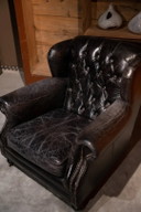 Chesterfield Timothy Oulton Fauteuil Zwart Craqulee leer