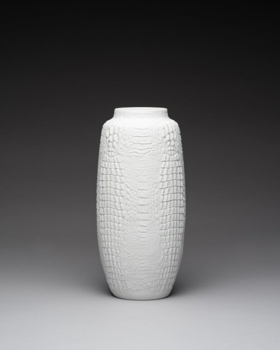 Image 1 of AK Kaiser “Reptile” Crocodile Biscuit Porcelain XL Vase Manfred Frey Germany 70s