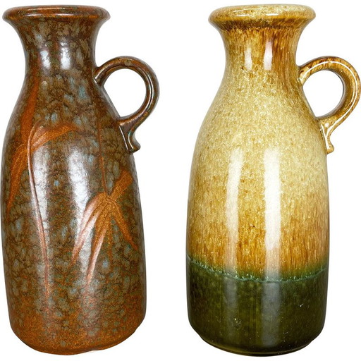 Paire de vases vintage en céramique de lave grasse pour Scheurich, Allemagne 1970
