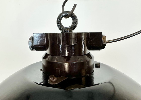 Image 1 of Industrial Black Enamel Factory Pendant Lamp, 1950s