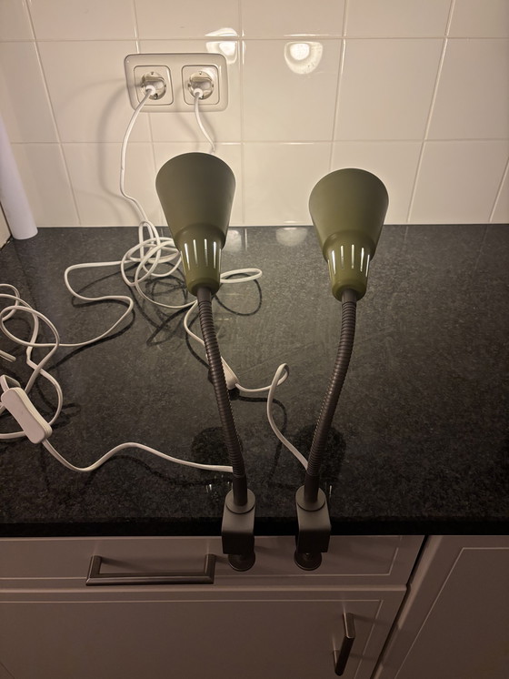 Image 1 of Vintage IKEA Kvart table lamps/desk lamps lime green