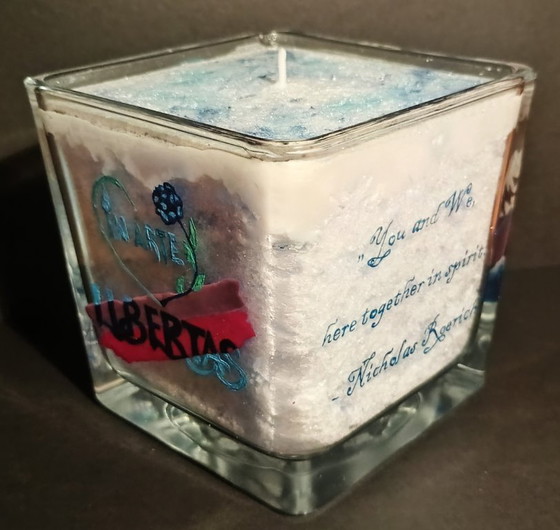 Himalayas · Collectible 1/1 Hand-Painted Functional Candle · Inspired by Nicholas Roerich – Glass art, Glass (photo 5 of 13)