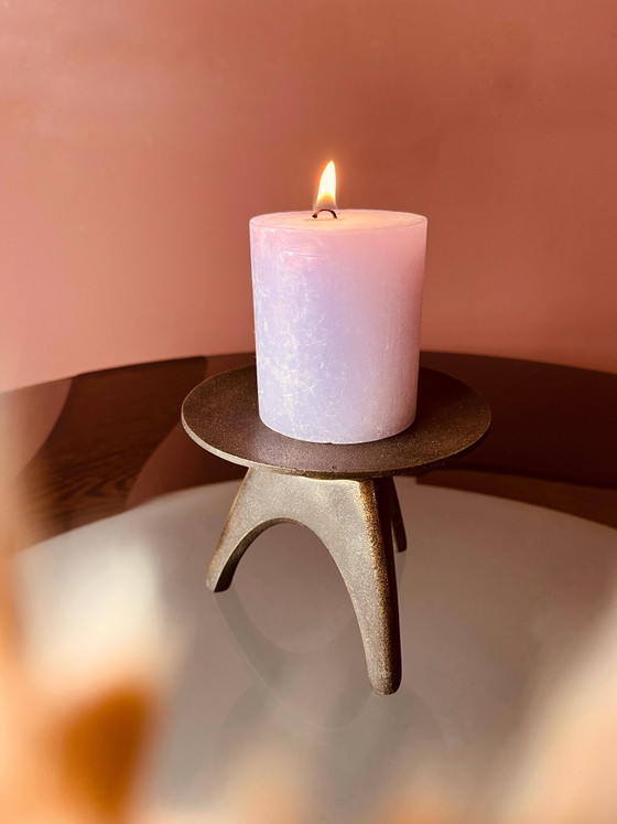 Image 1 of Unique! Brutalist bronze '60s candlestick