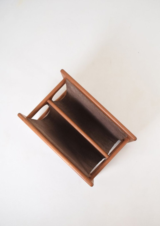 Deense Dubbele Magazinehouder Uit Teak En Leder Door Salin Møbler, Jaren '70 – Salin Mobler, Tijdschriftenrek (photo 4 of 7)