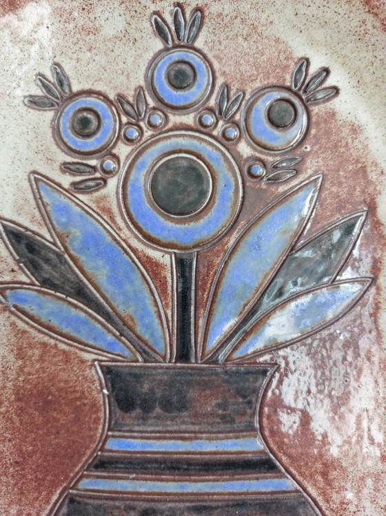 Image 1 of Marie-Henriette Bataille para Atelier Dour - Placa de pared de cerámica de mediados de siglo (Bélgica, década de 1960)