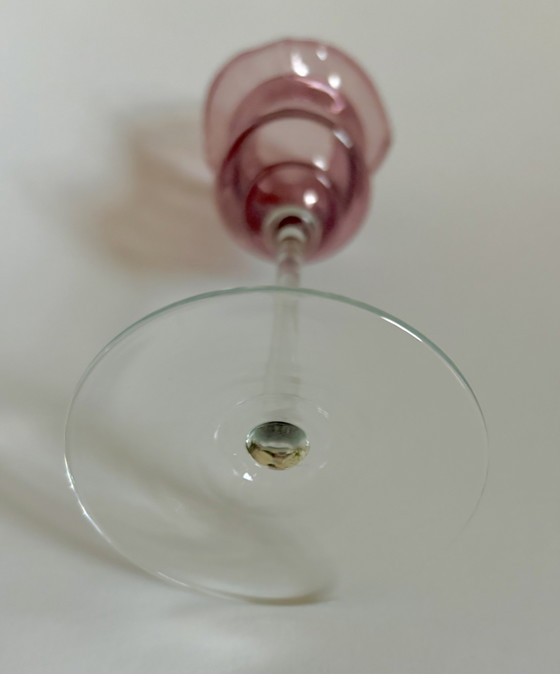 Elegante Mid-Century Glaskunst-Kelchvase – Mundgeblasen & Filigran (Lauscha um 1960/1970) – Vasen (photo 4 of 6)