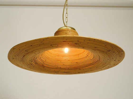 Image 1 of Beautiful, large Italian 1970s bright bamboo wood ceiling pendant lamp Vivai del Sud