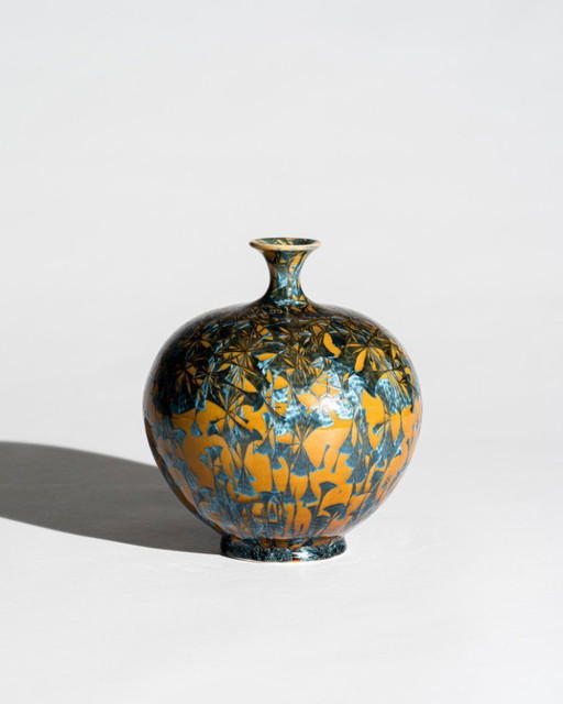 Crystalline Glaze Ceramic Vase Attributed Monogram “ML”, Germany, 20th Century