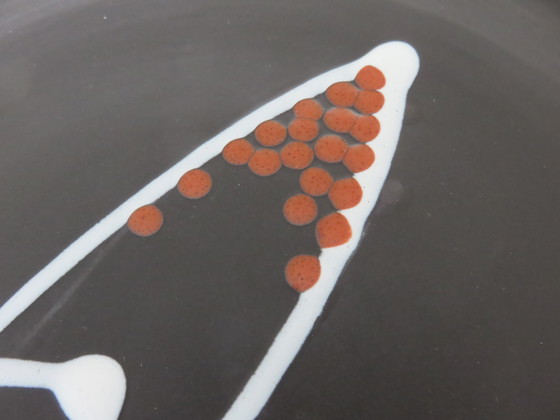 Image 1 of André Baud, Vallauris, Grand Plat En Céramique, Faïence Émaillée, Signé, 50's