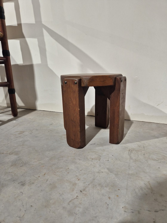 Image 1 of Brutalistischer Art-Deco-Hocker oder Pflanzentisch