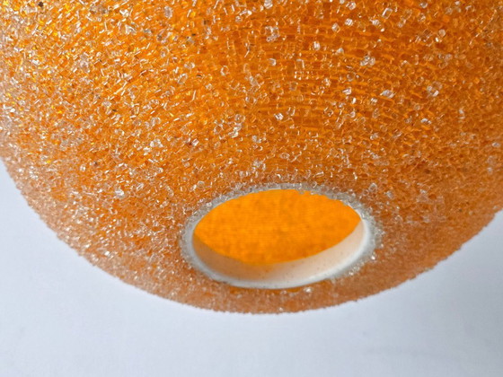 Image 1 of LUSTRE SUSPENSION BOULE VINTAGE 1960 ROTAFLEX RESINE ORANGE 60S 1960S SPACE AGE