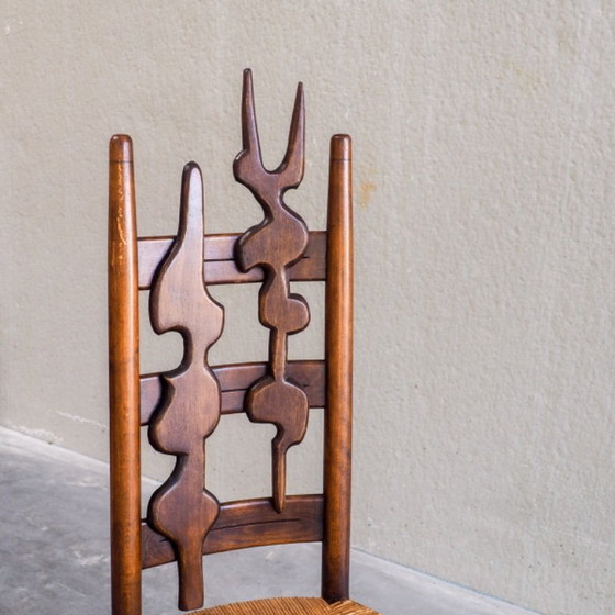 2 sedie scultoree brutaliste con schienale alto – Sedie da camera, Wicker, Wood (photo 13 of 13)